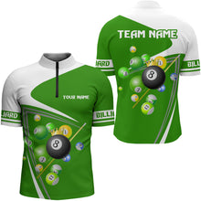 Load image into Gallery viewer, Custom Green 8 Ball Crown Billiard Shirt Billiard Jersey for Men Billiard Gifts Polo &amp; 1/4 Zip NNT 87