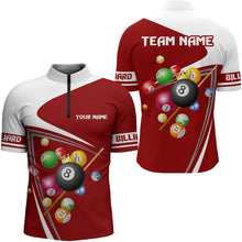 Load image into Gallery viewer, Custom Red 8 Ball Crown Billiard Shirt Billiard Jersey for Men Billiard Gifts Polo &amp; 1/4 Zip NNT 87