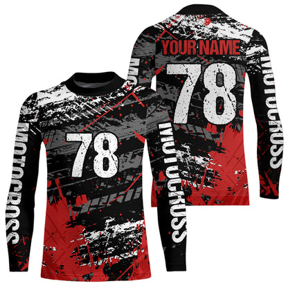 Youth Red Dirt Bike Jersey Off-Road Shirt Custom Motocross Jersey UPF30+ Kid Men Women DNT81