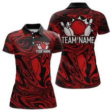 Load image into Gallery viewer, Custom Red Bowling Women Bowling Shirt Polo &amp; Quarter-Zip Bowling Team Jerseys HNT81