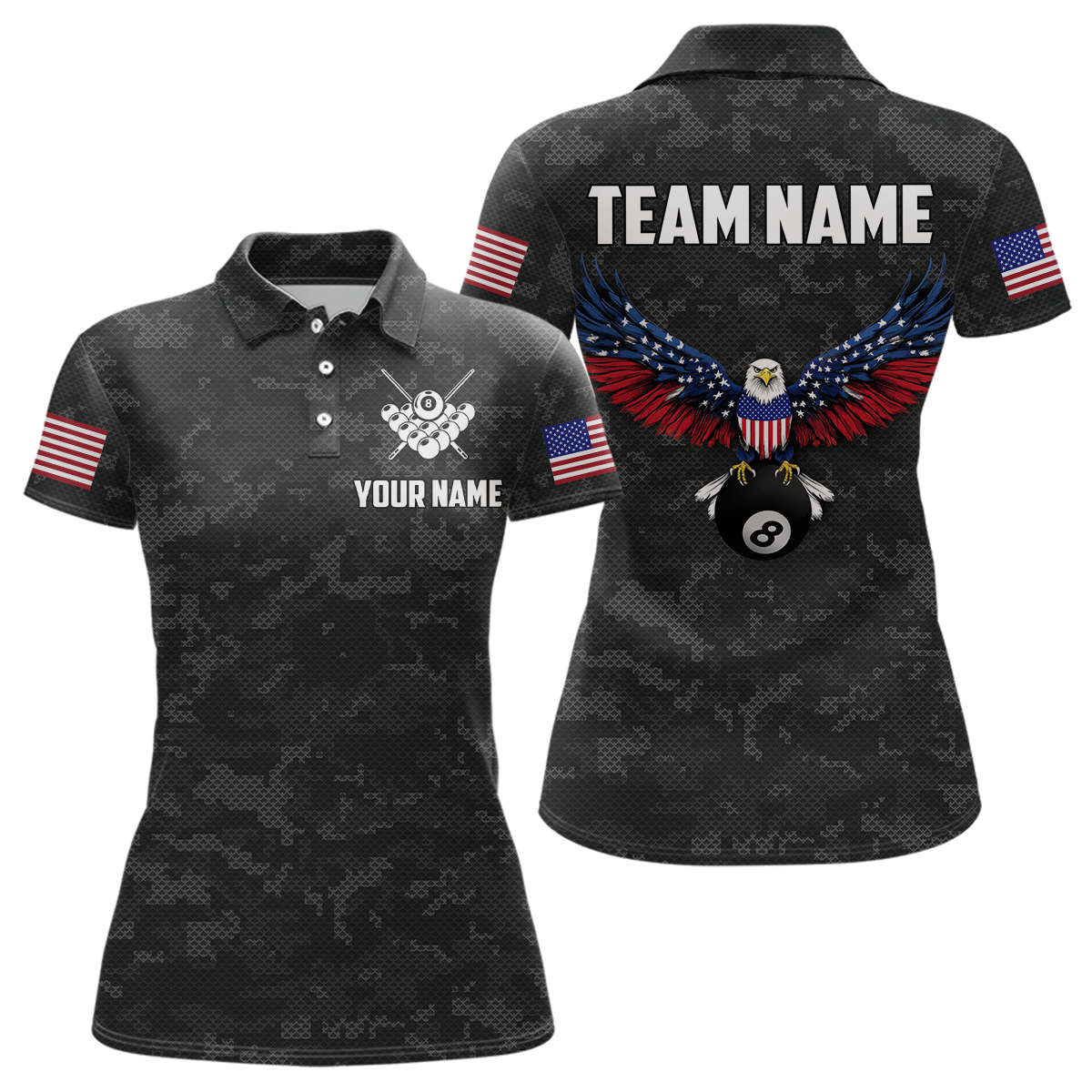 Billiard Shirt for Women US Flag Eagle Billiard Jersey 8 Ball Billiard for Women Team Shirt NNT24