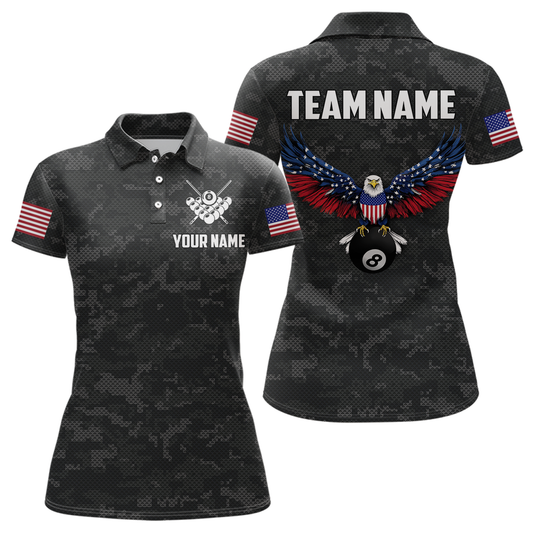 Billiard Shirt for Women US Flag Eagle Billiard Jersey 8 Ball Billiard for Women Team Shirt NNT24