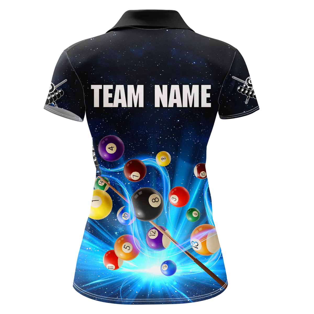 Custom Galaxy 8 Ball Billiard Shirts for Women Billiard Team Shirts Billiard League Polo & 1/4 Zipper NNT85