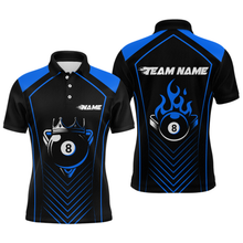 Load image into Gallery viewer, Customized Blue 8 Ball Pool Crown Men's Billiard Shirts, Billiard Team Shirts Polo &amp; 1/4 Zip Shirts NNT37
