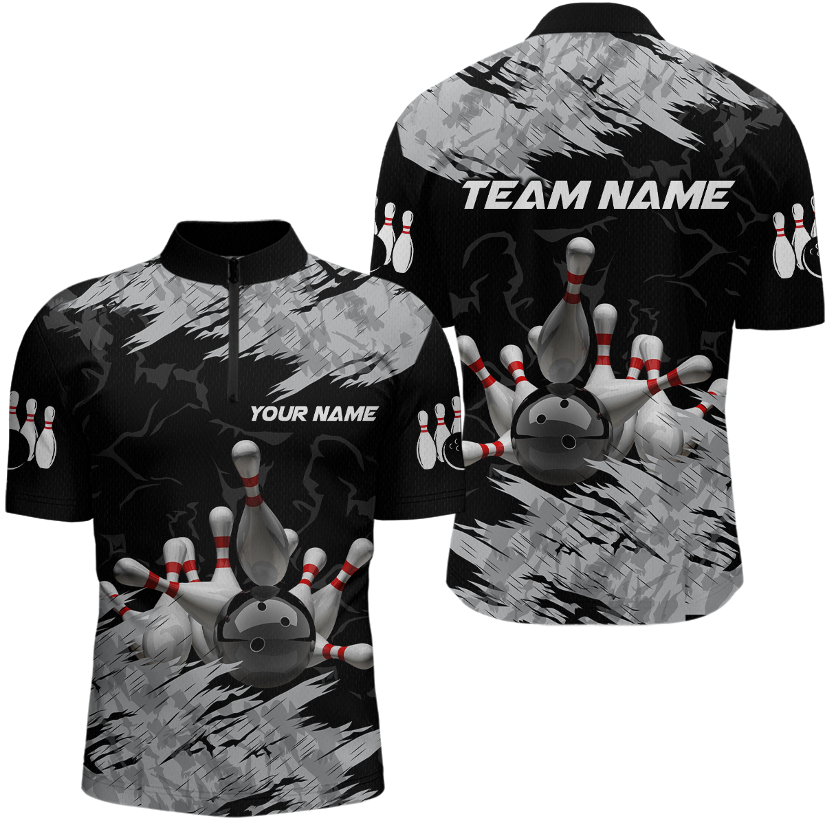 Bowling Shirt Bowling Jersey for Men Custom Bowling Gifts for Men Team with Name Polo & 1/4 Zip HNT16