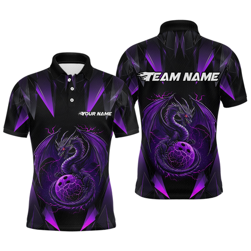 Purple Dragon Personalized Bowling Shirts For Men, Bowling Team Shirt Polo & Quarter-Zip HNT40