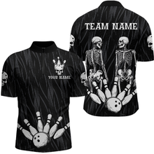 Load image into Gallery viewer, Skull Bowling Shirt for Men 3D Custom Name Team League Bowling Jersey Polo &amp; Quarter-Zip HNT20