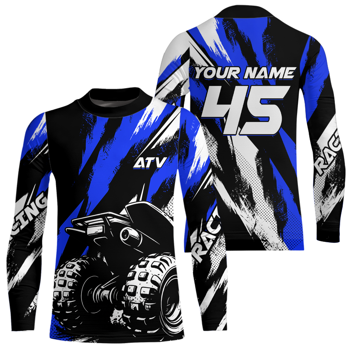Custom Blue ATV Motocross Jersey Racing Shirts UPF30+ Off-Road Jersey Kid Men Women DNT11