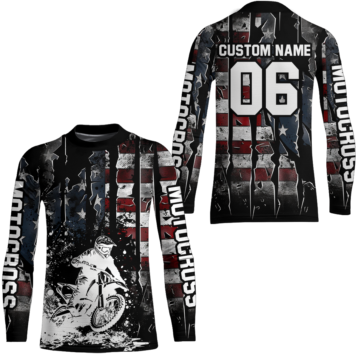 US Flag Motocross Racing Extreme Jersey Kid Men Women UPF30+Youth Motorcycle Shirt DNT88