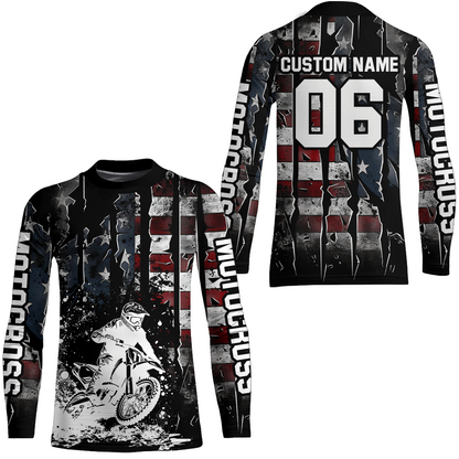 US Flag Motocross Racing Extreme Jersey Kid Men Women UPF30+Youth Motorcycle Shirt DNT88