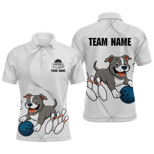 Custom Funny French Bulldog Bowling Men Polo & 1/4 Zip Shirts Bowling Team Jerseys HNT94