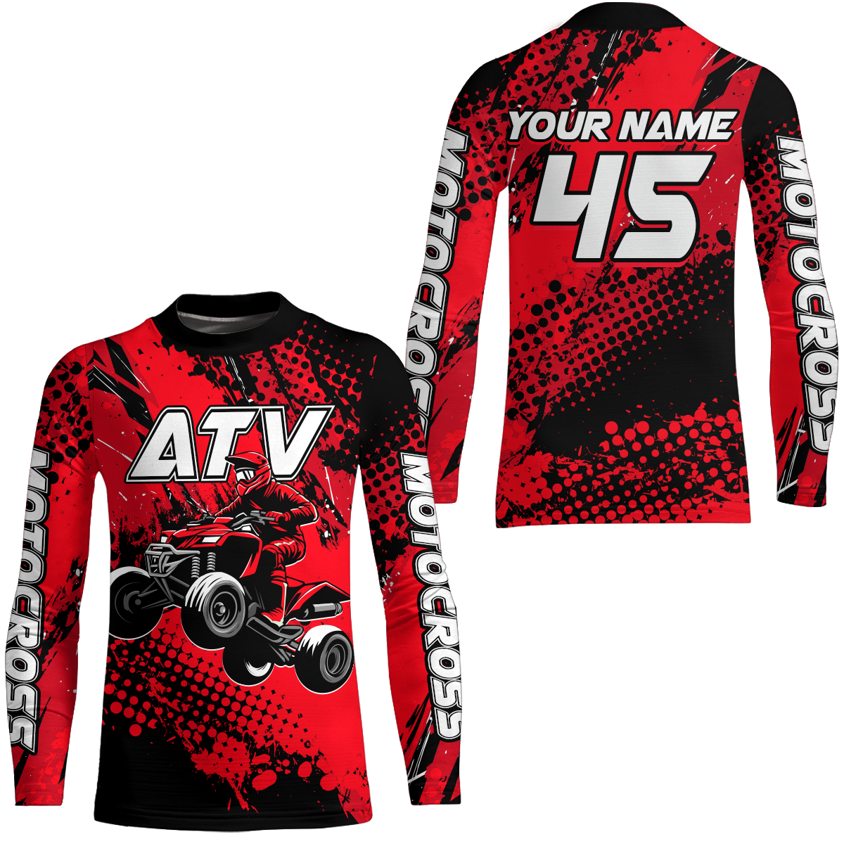 Custom Red ATV Motocross Racing Jersey Kid Adult Quad Bike Jersey Off-Road Shirt UPF30+ ATV Shirt DNT12
