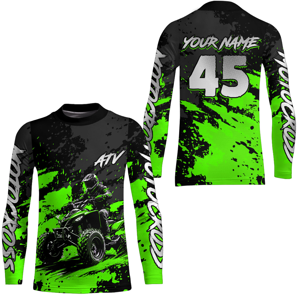 Custom Green ATV Motocross Jersey Racing Shirts Off-Road Jersey Kid Men Women UPF30+ DNT23