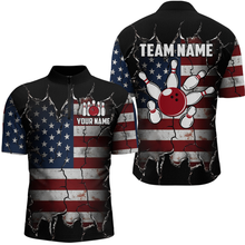 Load image into Gallery viewer, Custom US Flag Bowling Jersey for Men Bowling Team Shirts Bowling Uniform Polo &amp; 1/4 Zip HNT161