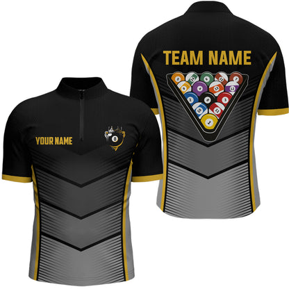 Billiard Shirt Crown 8 Ball Billiard Jersey Men Performance Billiard Shirt for Men Team Polo & 1/4 Zip NNT30