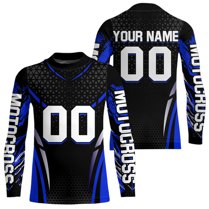 Blue Dirt Bike Jersey Off-Road Shirt Custom Youth Motocross Jersey UPF30+ Kid Men Women DNT82