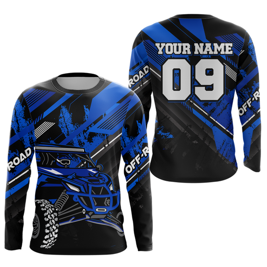 Custom Blue UTV Motocross Racing Shirt Kid Men Women UTV Off-Road Shirts UPF30+ DNT25