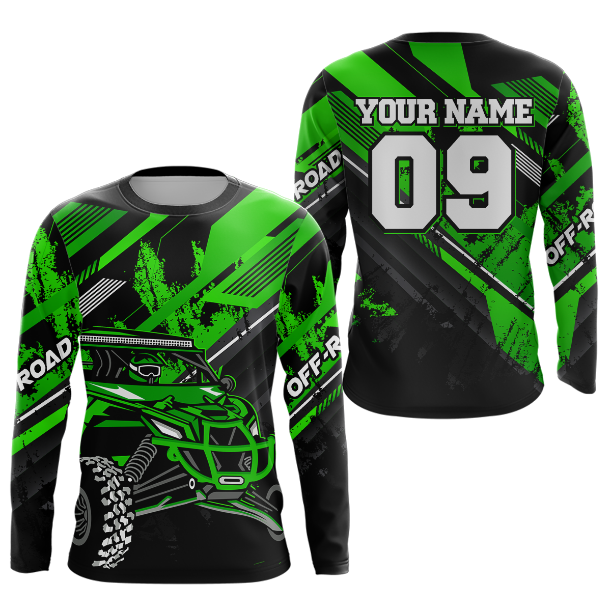 Custom Green UTV Motocross Racing Shirt Kid Men Women UTV Off-Road Shirts UPF30+ DNT25