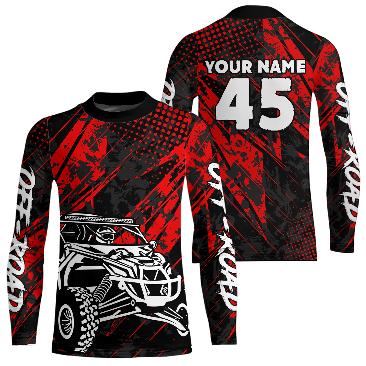 Custom Red UTV Off-Road Shirts UTV Motocross Racing Shirt Kid Men Women UPF30+ DNT26