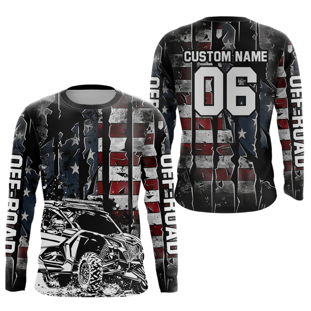 Custom US Flag UTV Motocross Jersey Kid Men Women UPF30+ UTV Jersey Youth Off-Road DNT29