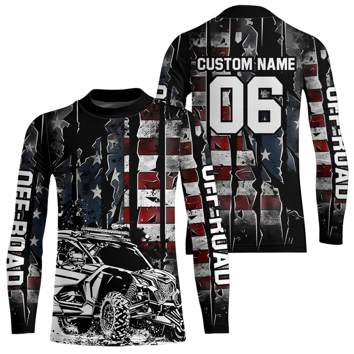 Custom US Flag UTV Motocross Jersey Kid Men Women UPF30+ UTV Jersey Youth Off-Road DNT29