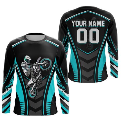 Turquoise Youth Dirt Bike Jersey MX Off-Road Motocross Shirt Racing Shirt Kid Men Women DNT55