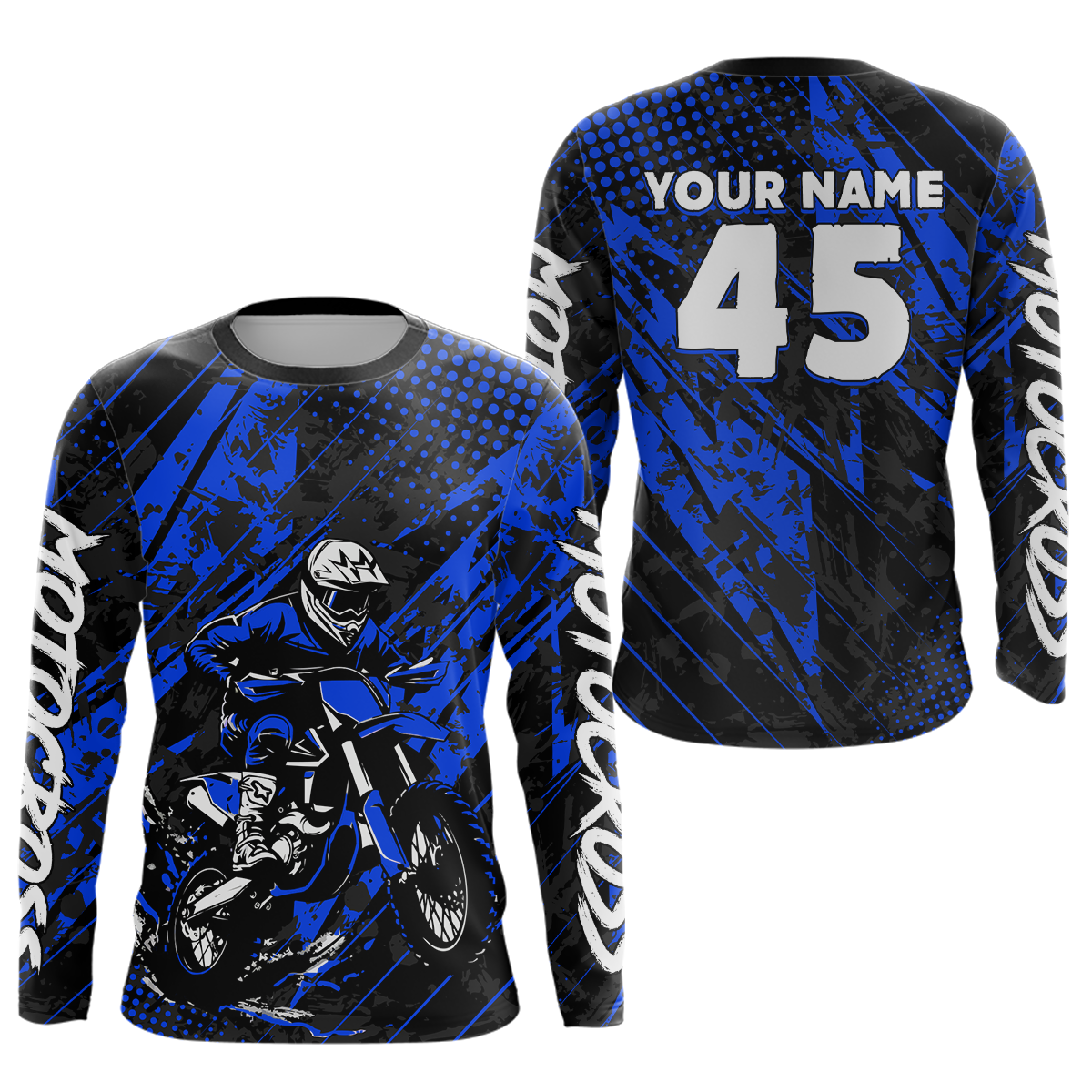 Blue Youth Motocross Shirts Custom Dirt Bike Racing Jersey for Kid Men Women UPF30+ DNT19