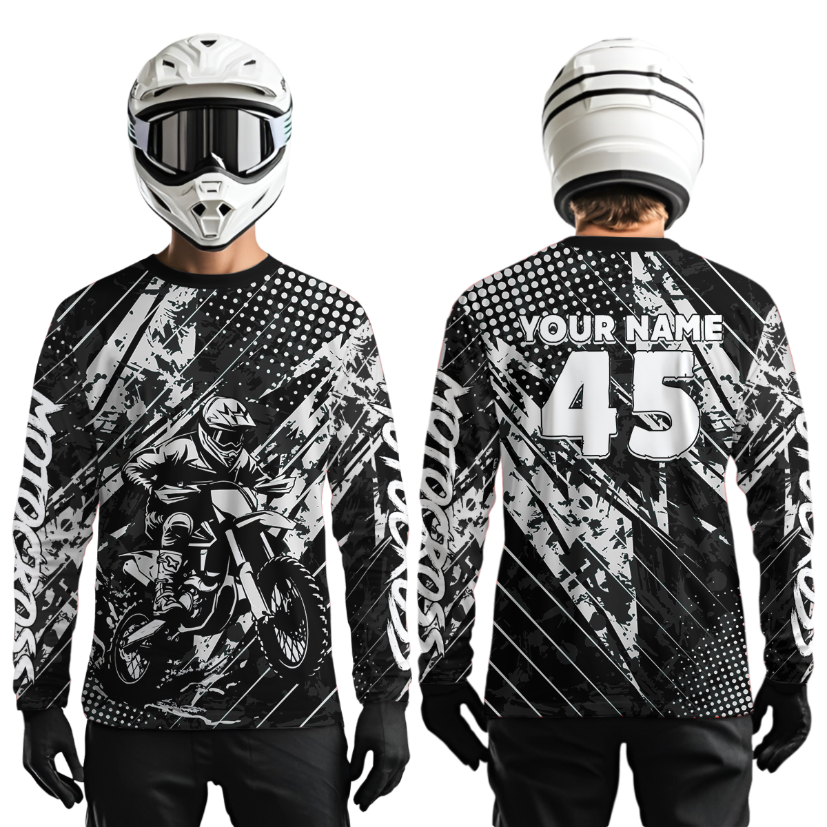Black Youth Motocross Shirts Custom Dirt Bike Racing Jersey for Kid Men Women UPF30+ DNT19