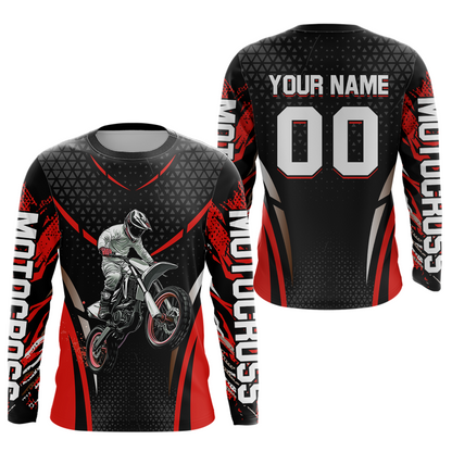 Red Motocross Jersey UPF30+ Youth Motorcycle Shirt Dirt Bike Jersey Kid Men Women DNT53