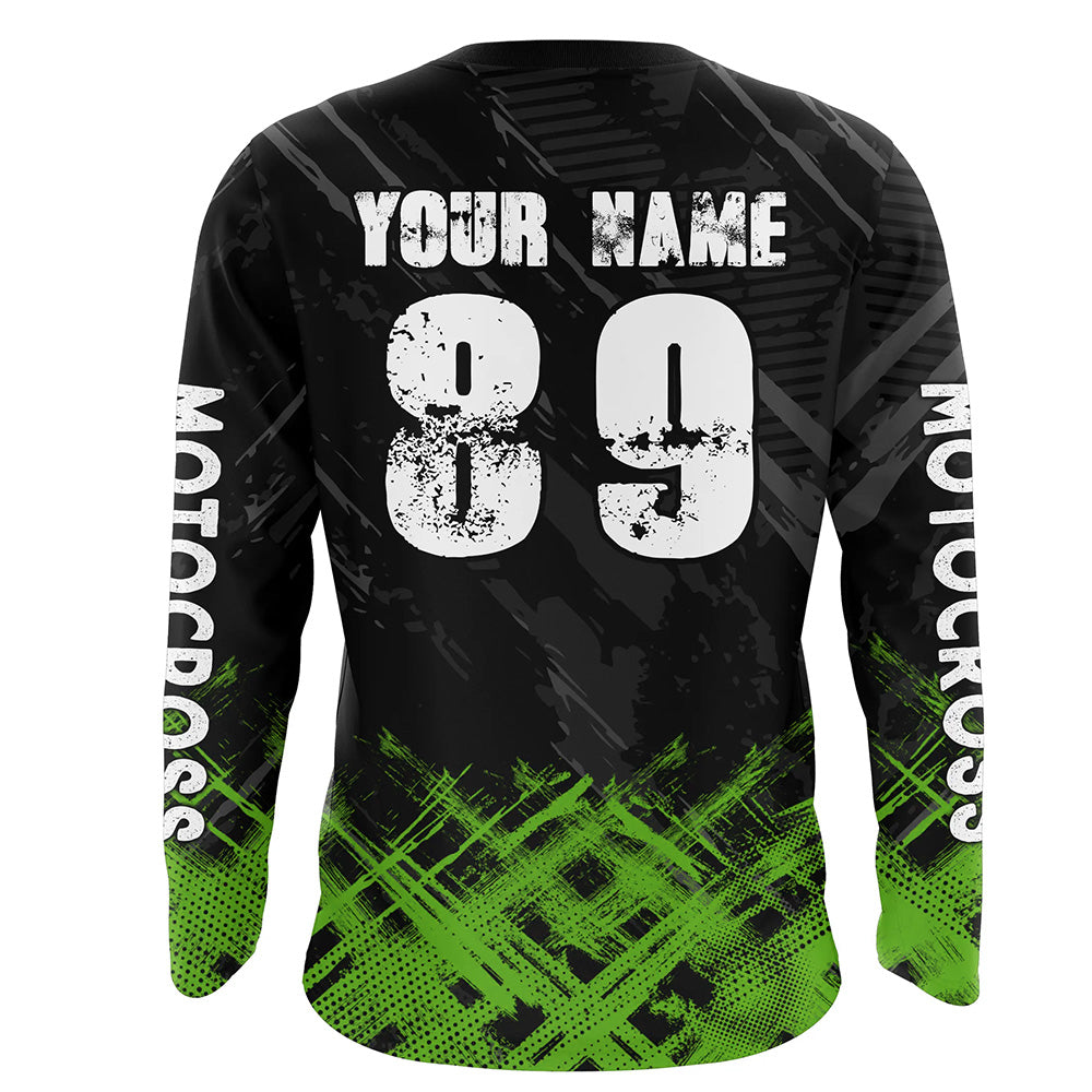 Adult&Kid Green Custom Dirt Bike Jersey Motocross Jersey Upf30+ Motocross Shirt| CTP87