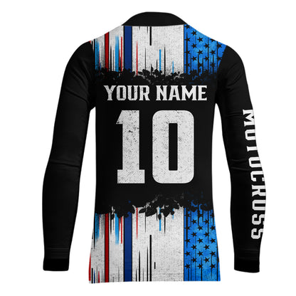 Adult&Kid Custom American Flag Dirt Bike Jersey Motocross Jersey Upf30+ Motocross Shirt| CTP94