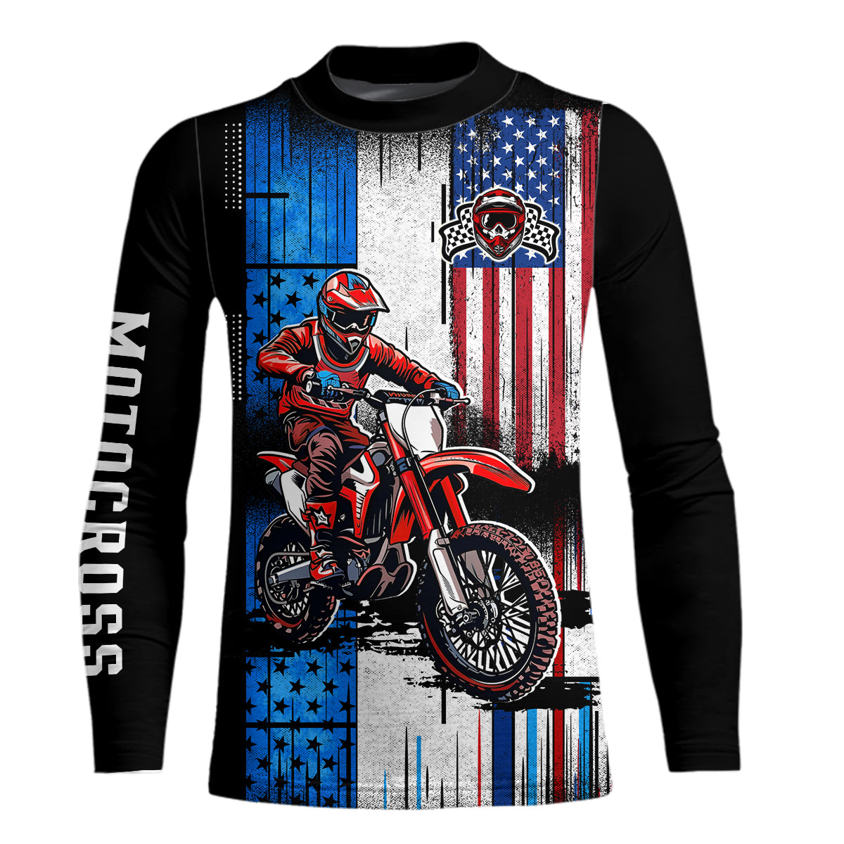 Adult&Kid Custom American Flag Dirt Bike Jersey Motocross Jersey Upf30+ Motocross Shirt| CTP94