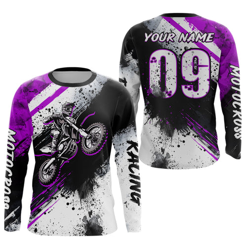Adult&Kid purple custom dirt bike jersey Motocross jersey upf30+ mens women Motocross Shirt| CTP02