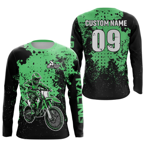Custom Green Motocross Jersey for Men Women Upf30+ Dirt Bike Shirt Motorcycle Jersey| CTP11
