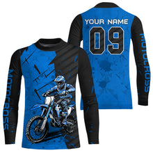 Load image into Gallery viewer, Custom Dirt Bike Jersey Blue Motocross Jersey Upf30+ Mens Women Motocross Shirt| CTP19