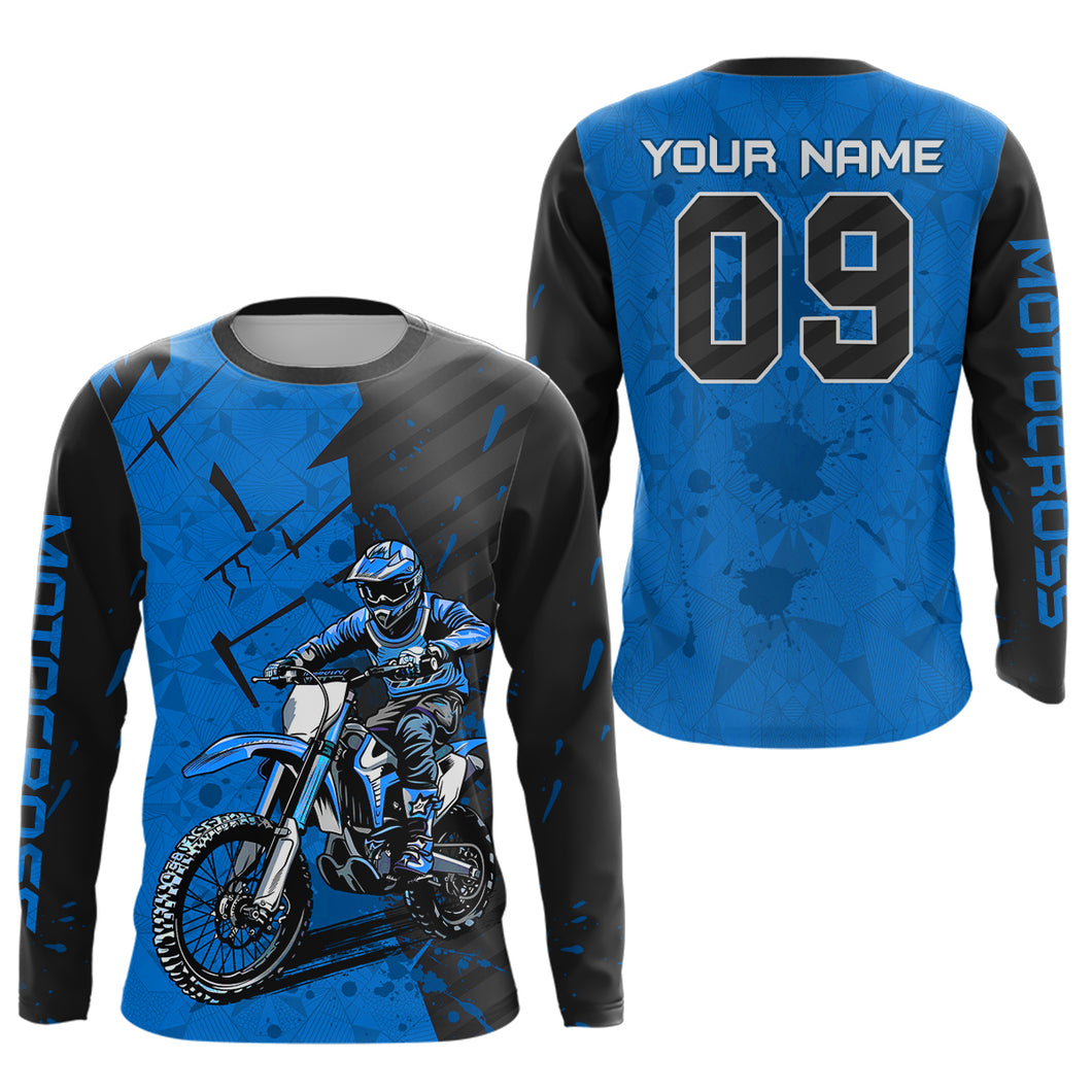 Custom Dirt Bike Jersey Blue Motocross Jersey Upf30+ Mens Women Motocross Shirt| CTP19