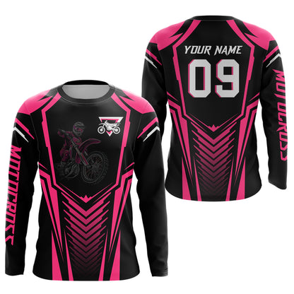 Adult&Kid Custom Motocross Jersey Pink UPF30+ MX Racing Biker Off-road Dirt Bike Racewear| CTP49