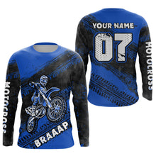 Load image into Gallery viewer, Custom Motocross Jersey Blue Mens Women Upf30+ Dirt Bike Jersey Racing Shirt| CTP09