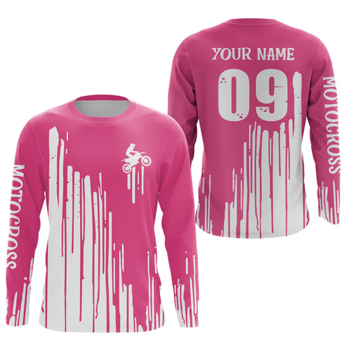 Adult&Kid pink custom dirt bike jersey Motocross jersey upf30+ mens women Motocross Shirt| CTP06