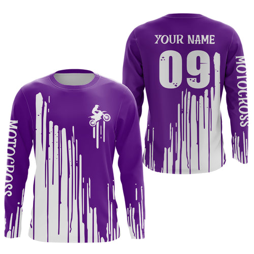 Adult&Kid purple custom dirt bike jersey Motocross jersey upf30+ mens women Motocross Shirt| CTP06