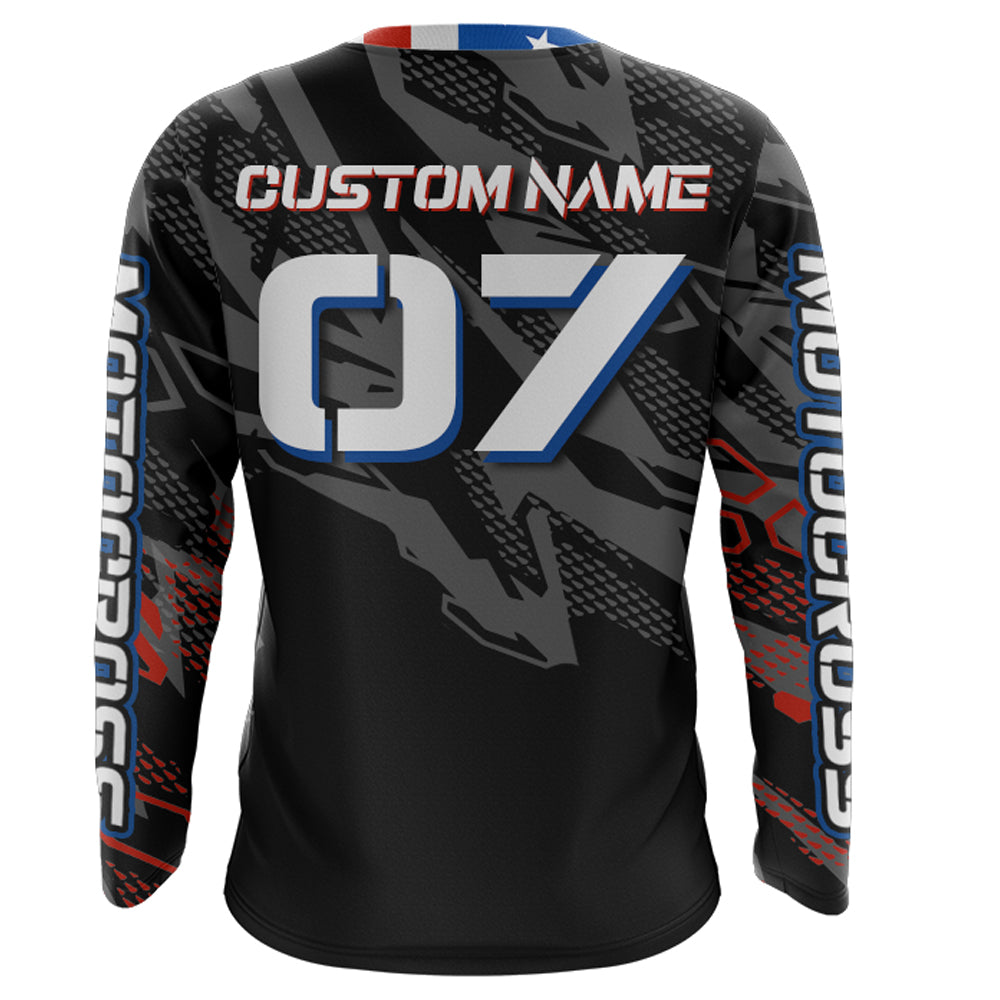 Adult&Kid American Flag Custom Dirt Bike Jersey Motocross Jersey Upf30+ Motocross Shirt| CTP95