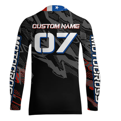 Adult&Kid American Flag Custom Dirt Bike Jersey Motocross Jersey Upf30+ Motocross Shirt| CTP95