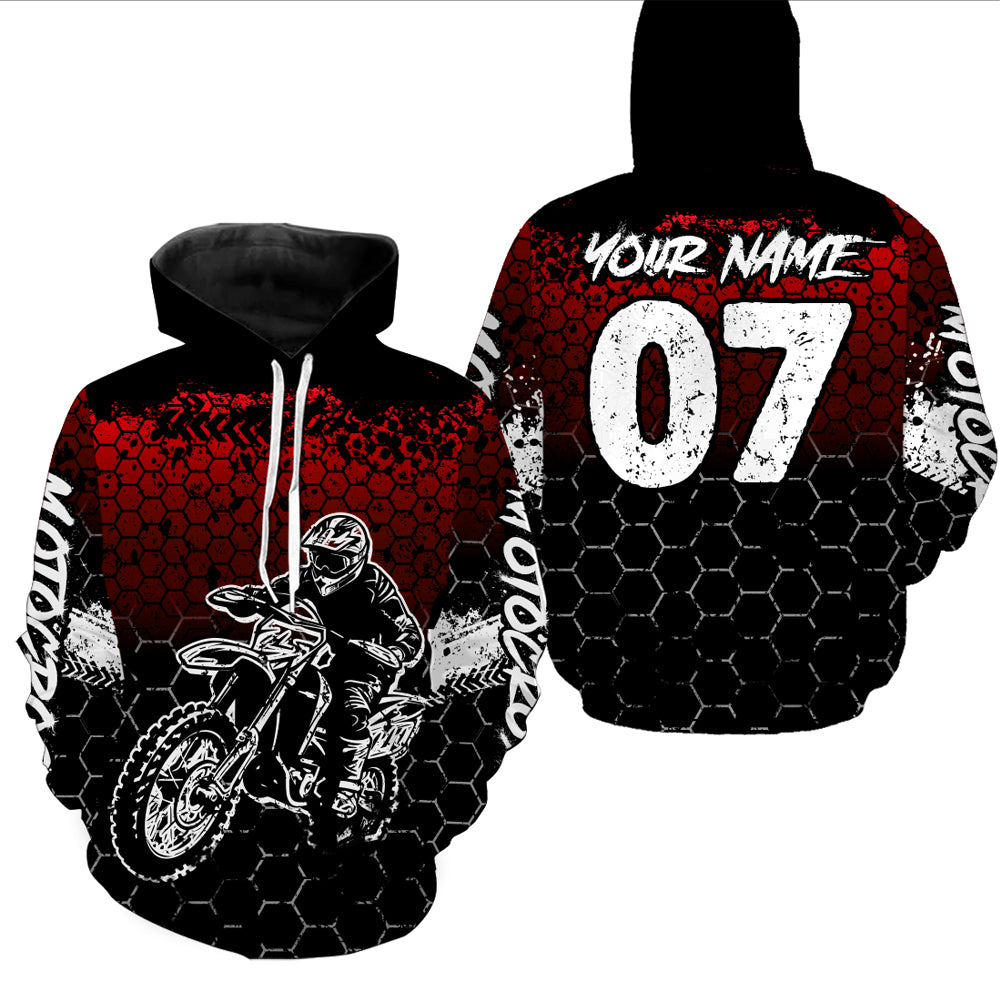 Red Motocross Jersey Upf30+ Custom Dirt Bike Jersey Mens Women Off-Road Jersey Adult&Kid| CTP04