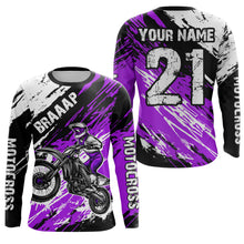 Load image into Gallery viewer, Adult&amp;Kid purple custom dirt bike jersey Motocross jersey mens women braaap motocross shirt| CTP07