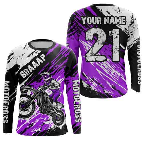Adult&Kid purple custom dirt bike jersey Motocross jersey mens women braaap motocross shirt| CTP07