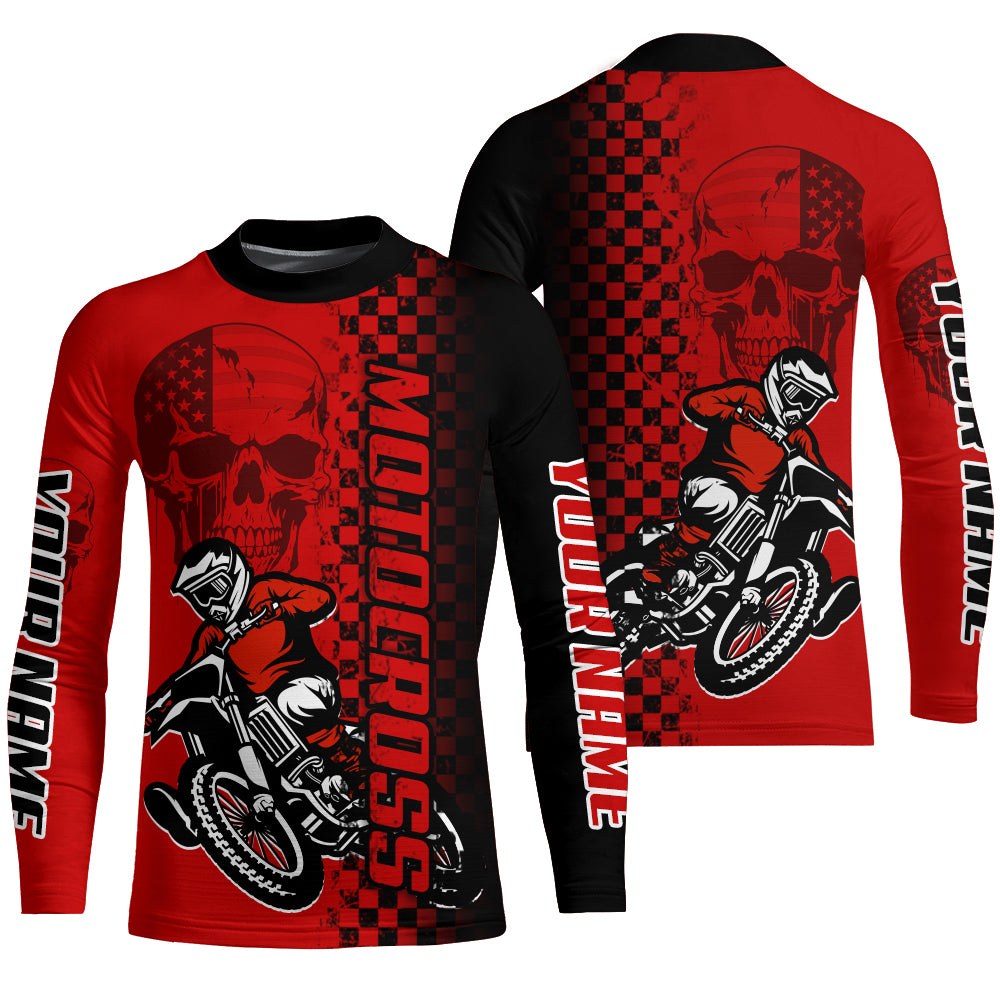 Adult&Kid Custom Motocross Jersey Skull UPF30+ MX Racing Biker Off-road Dirt Bike Racewear| CTP63