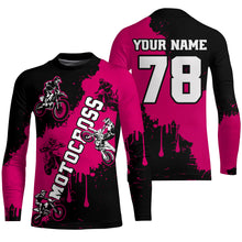 Load image into Gallery viewer, Pink custom dirt bike jersey adult&amp;kid Motocross jersey upf30+ mens women Motocross Shirt| CTP03