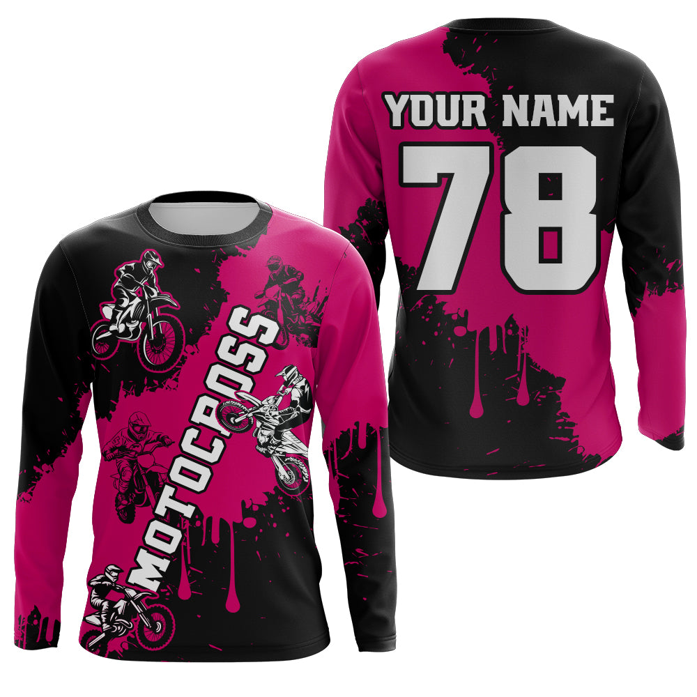 Pink custom dirt bike jersey adult&kid Motocross jersey upf30+ mens women Motocross Shirt| CTP03
