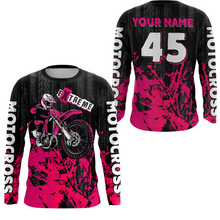 Load image into Gallery viewer, Adult&amp;Kid pink custom Motocross jersey upf30+ dirt bike jersey mens women Motocross Shirt| CTP01