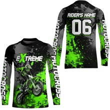 Load image into Gallery viewer, Adult&amp;Kid green custom dirt bike jersey motocross jersey mens women extreme motocross shirt| CTP08